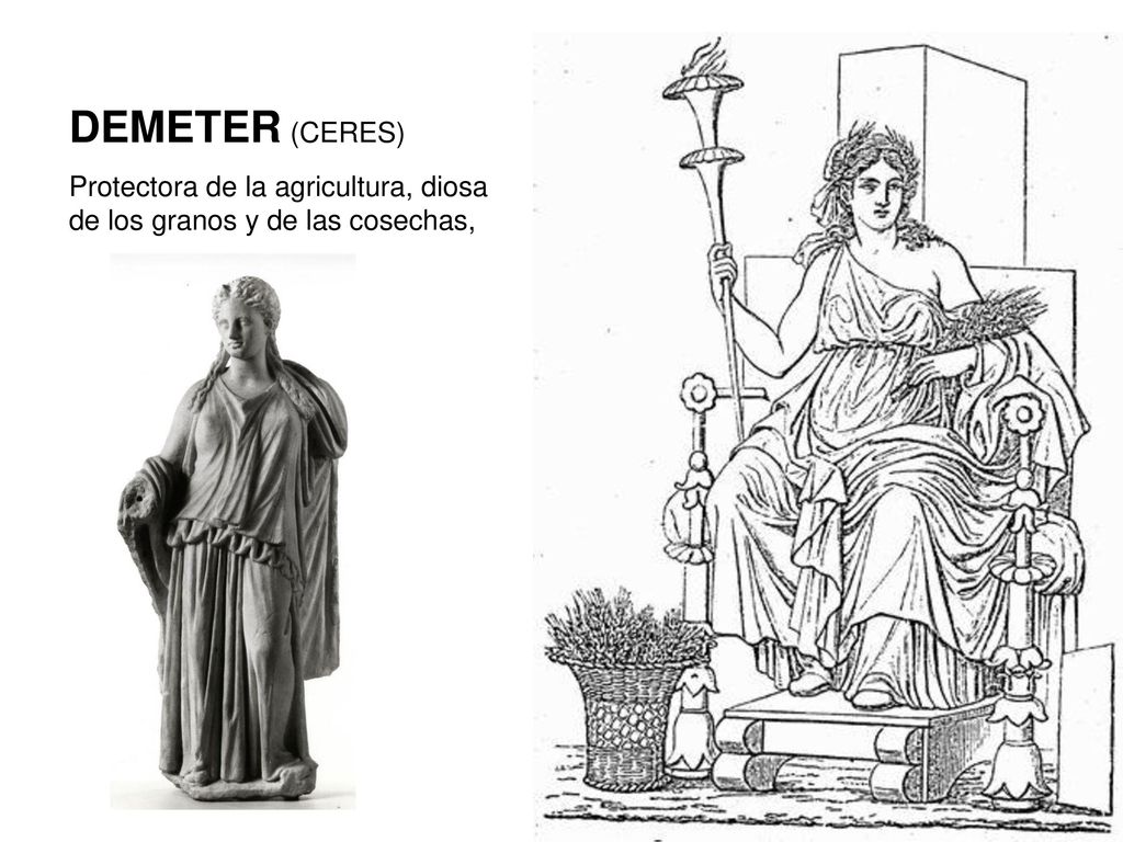 DEMETER (CERES) Protectora de la agricultura, diosa de los granos y de las cosechas,