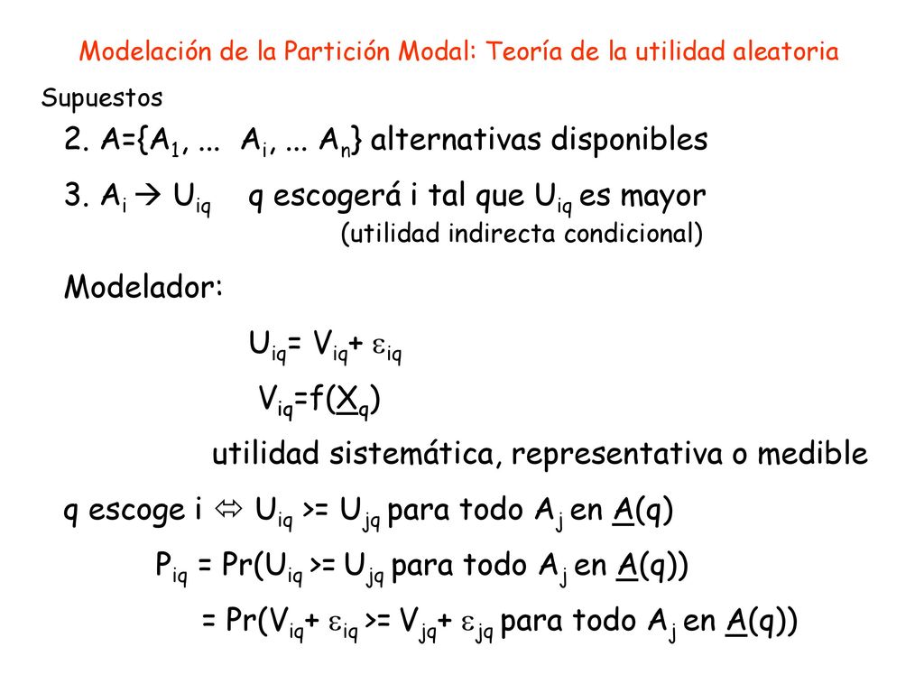 Modelación de la Partición Modal: Teoría de la utilidad aleatoria