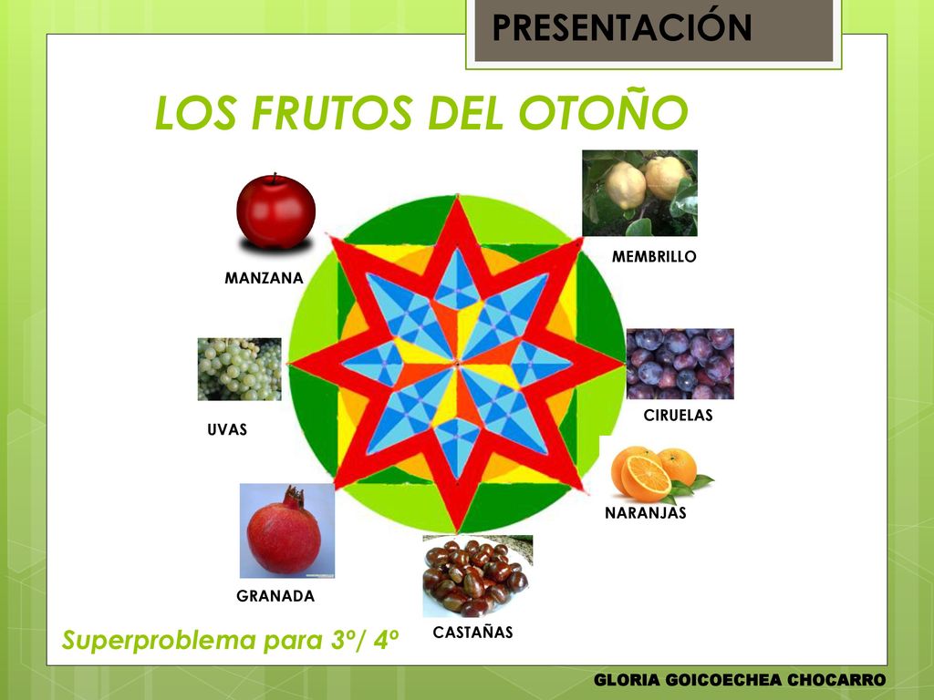 LOS FRUTOS DEL OTOÑO PRESENTACIÓN Superproblema para 3º/ 4º MEMBRILLO