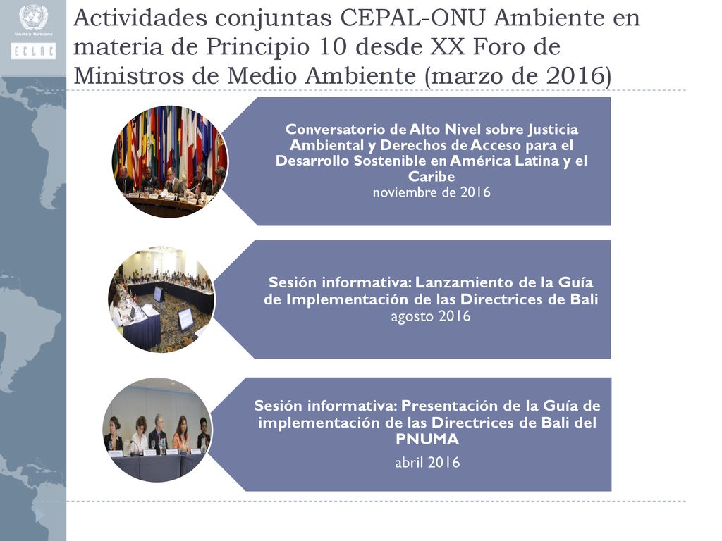 Actividades conjuntas CEPAL-ONU Ambiente en materia de Principio 10 desde XX Foro de Ministros de Medio Ambiente (marzo de 2016)