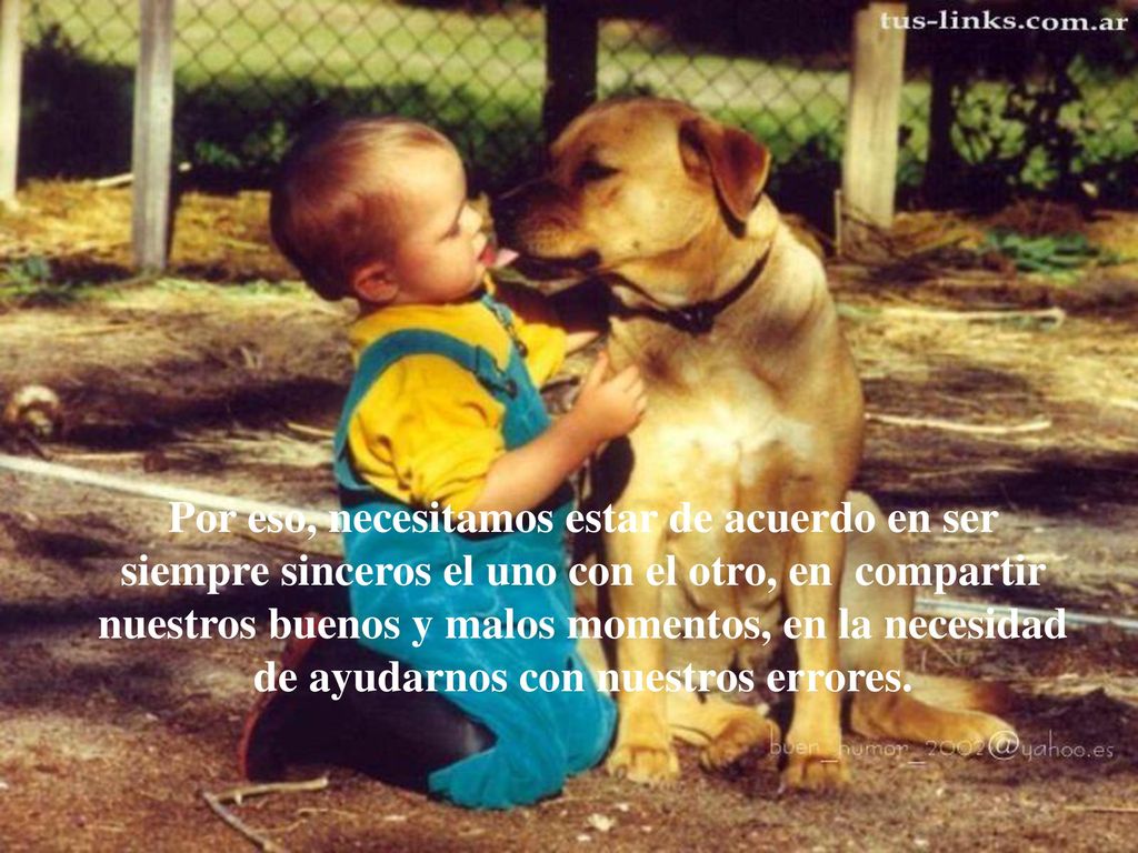 Por eso, necesitamos estar de acuerdo en ser siempre sinceros el uno con el otro, en compartir nuestros buenos y malos momentos, en la necesidad de ayudarnos con nuestros errores.