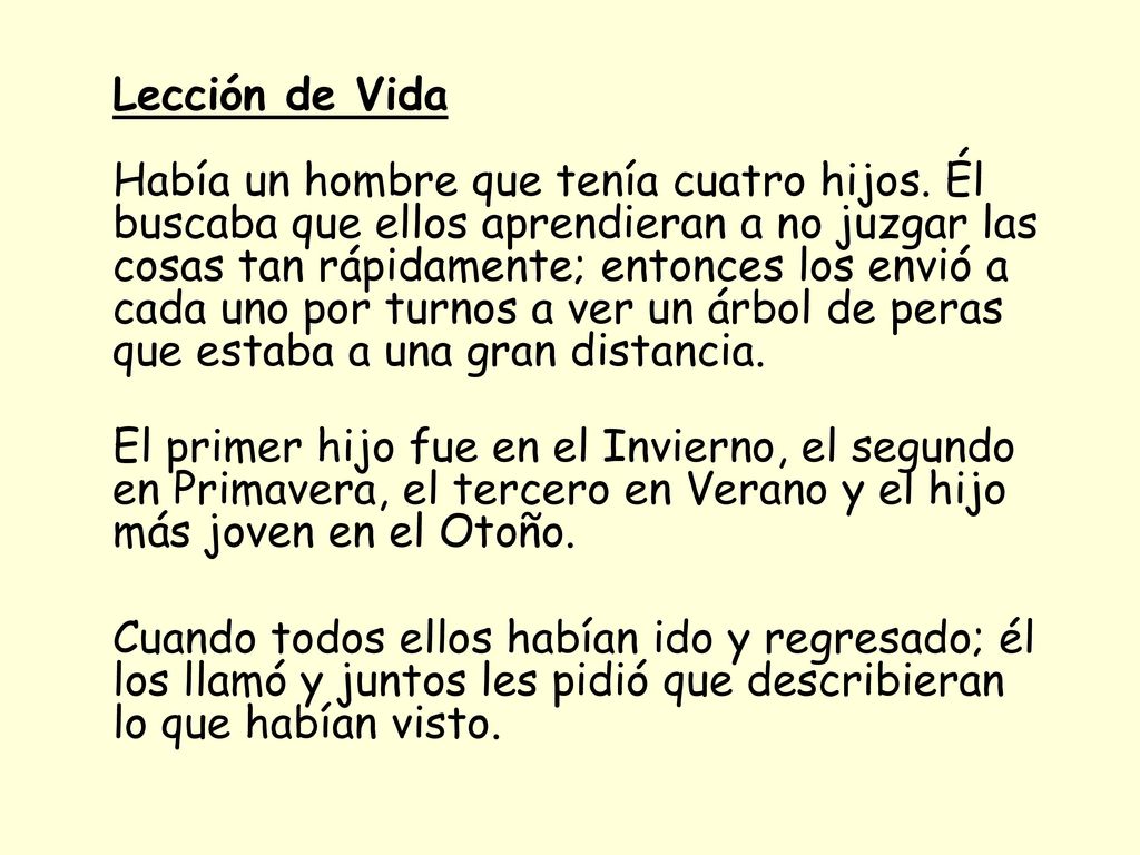 Lección de Vida Había un hombre que tenía cuatro hijos