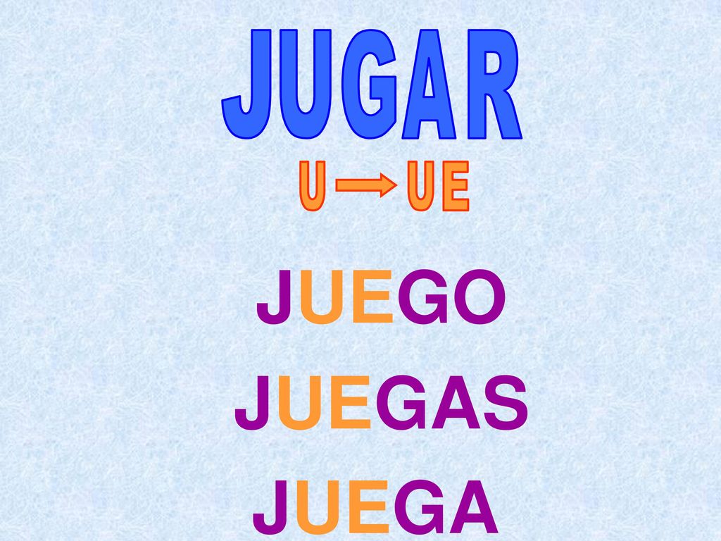 U A R G J U E JUEGO JUEGAS JUEGA