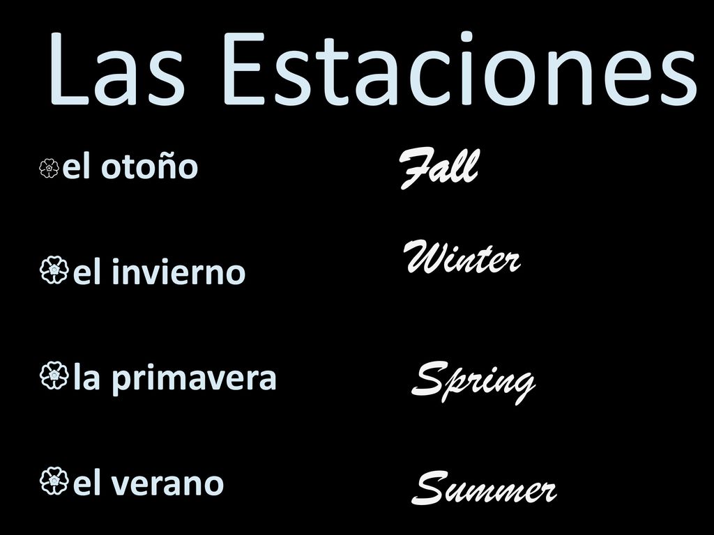 Las Estaciones Fall Winter Spring Summer el invierno la primavera