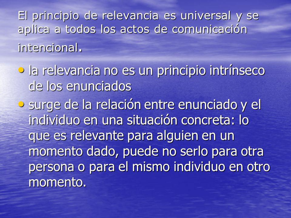 la relevancia no es un principio intrínseco de los enunciados
