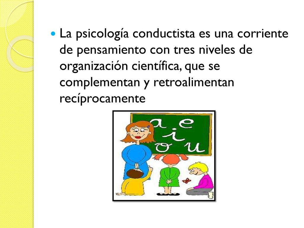 La psicología conductista es una corriente de pensamiento con tres niveles de organización científica, que se complementan y retroalimentan recíprocamente