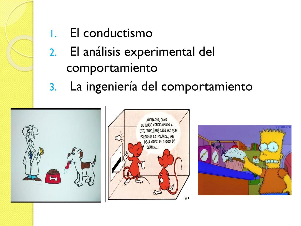 El conductismo El análisis experimental del comportamiento La ingeniería del comportamiento