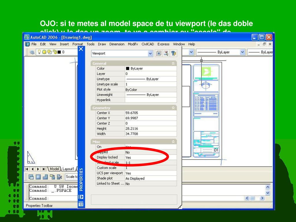 OJO: si te metes al model space de tu viewport (le das doble click) y le das un zoom, te va a cambiar su escala de impresion, y tendras que repetir la operacion de nuevo.