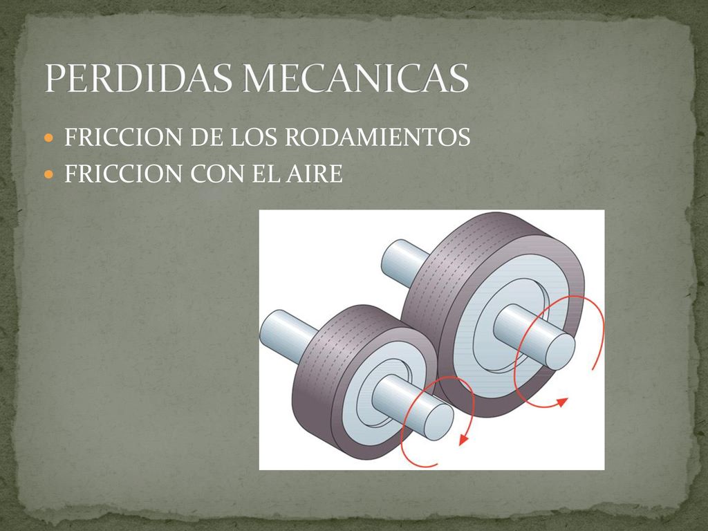 PERDIDAS MECANICAS FRICCION DE LOS RODAMIENTOS FRICCION CON EL AIRE