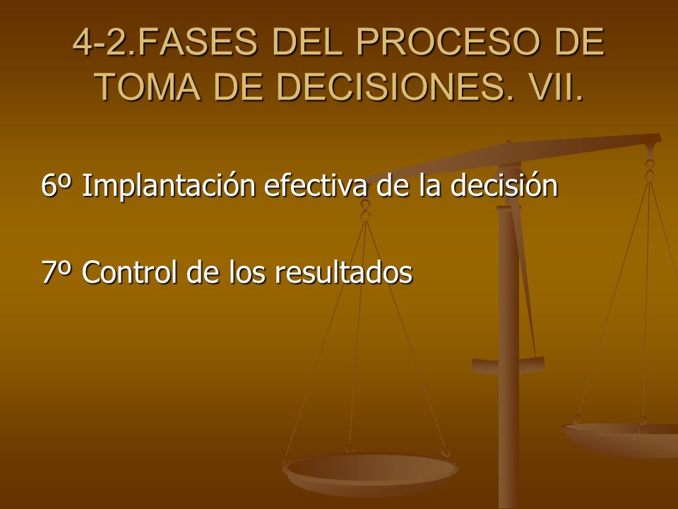 4-2.FASES DEL PROCESO DE TOMA DE DECISIONES. VII.