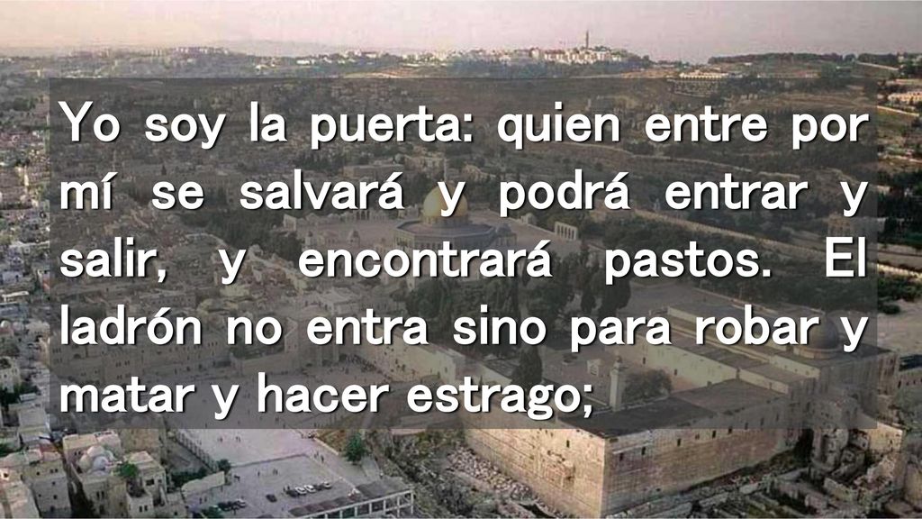 Yo soy la puerta: quien entre por mí se salvará y podrá entrar y salir, y encontrará pastos.