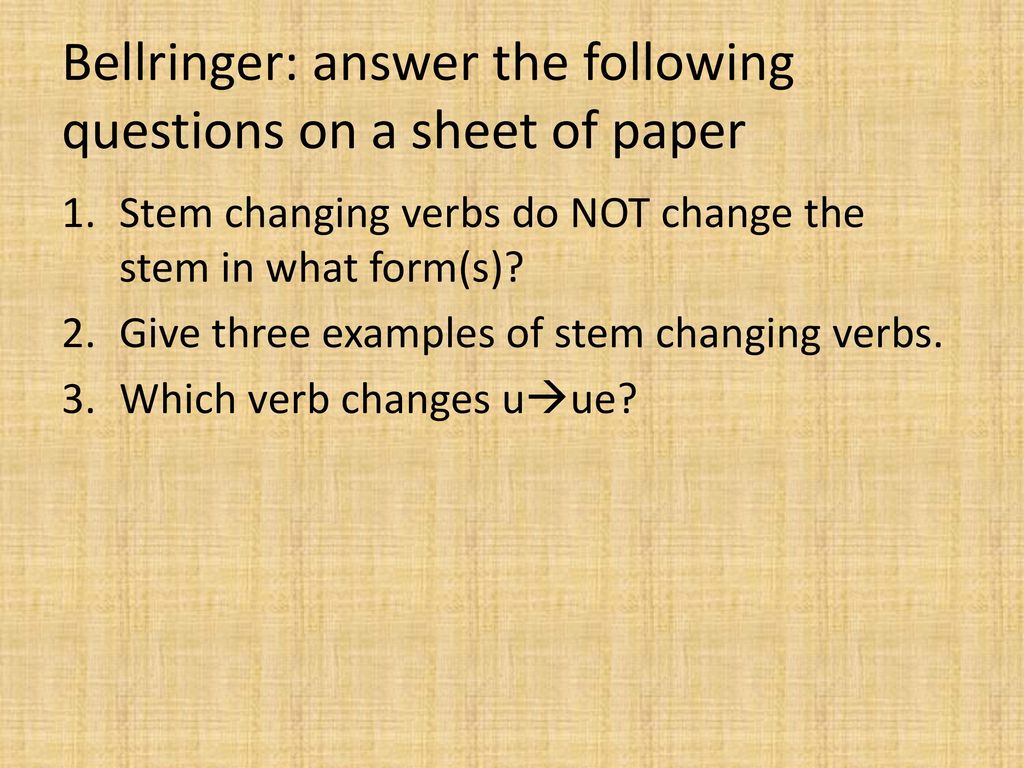 Bellringer: answer the following questions on a sheet of paper