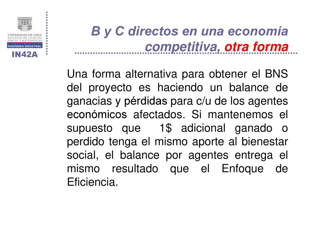 B y C directos en una economía competitiva, otra forma