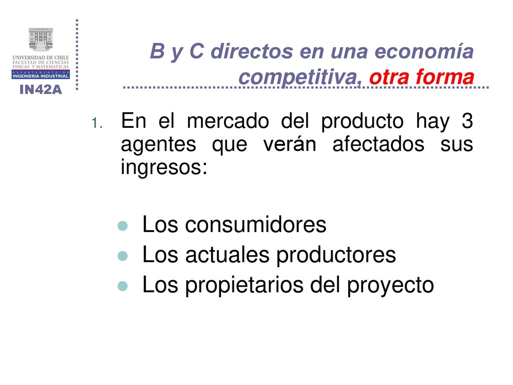 B y C directos en una economía competitiva, otra forma