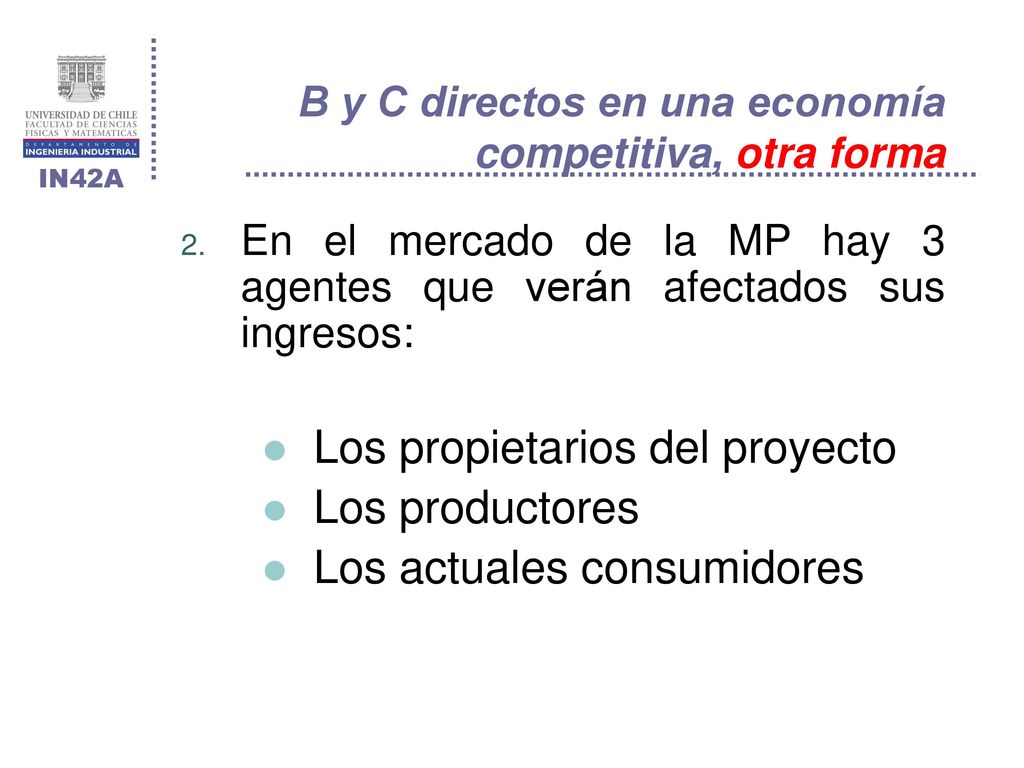 B y C directos en una economía competitiva, otra forma