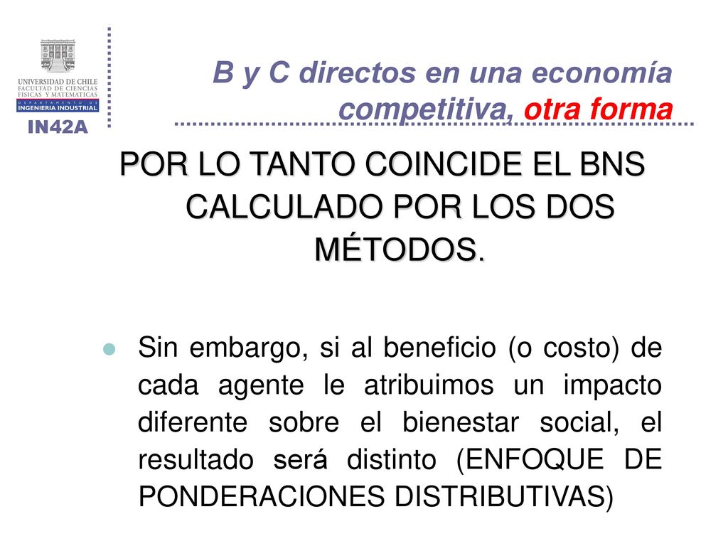 B y C directos en una economía competitiva, otra forma