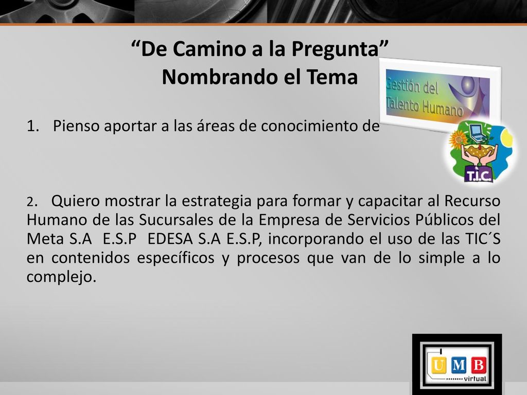 De Camino a la Pregunta Nombrando el Tema