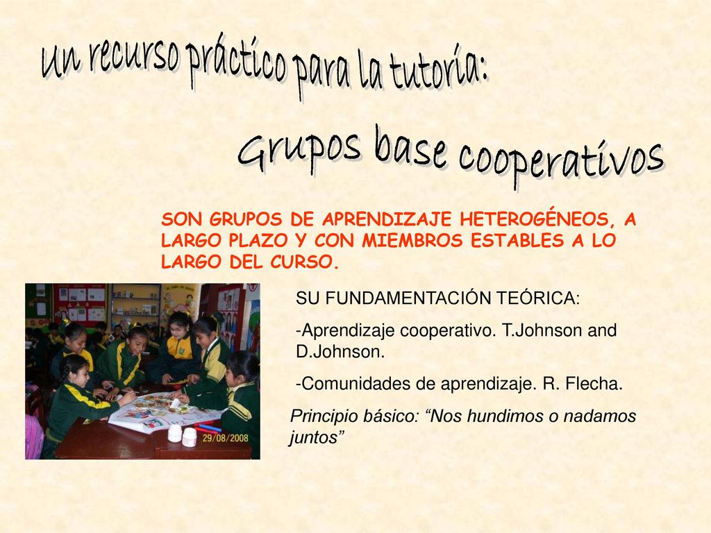 Un recurso práctico para la tutoría: Grupos base cooperativos