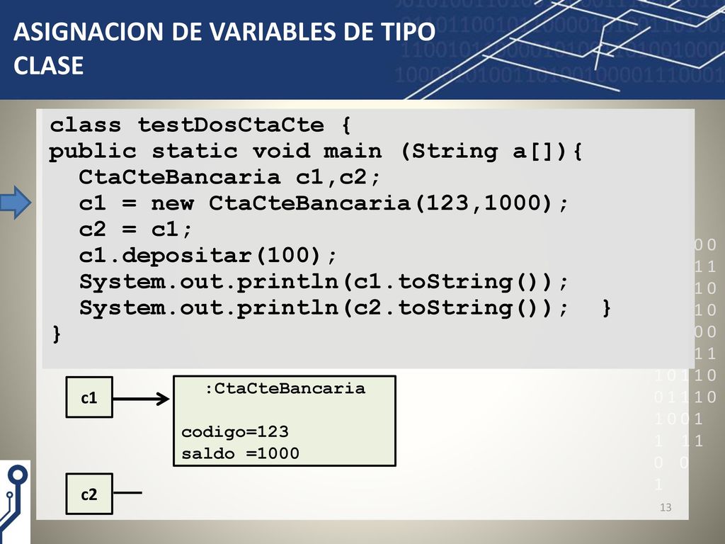 ASIGNACION DE VARIABLES DE TIPO CLASE