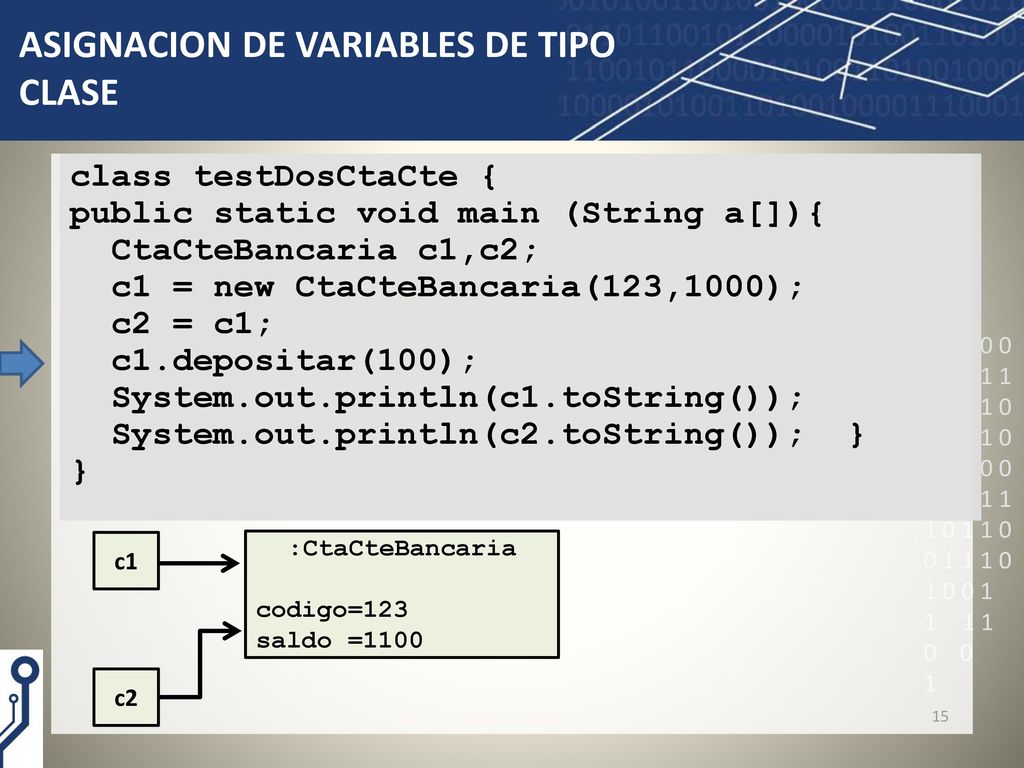 ASIGNACION DE VARIABLES DE TIPO CLASE