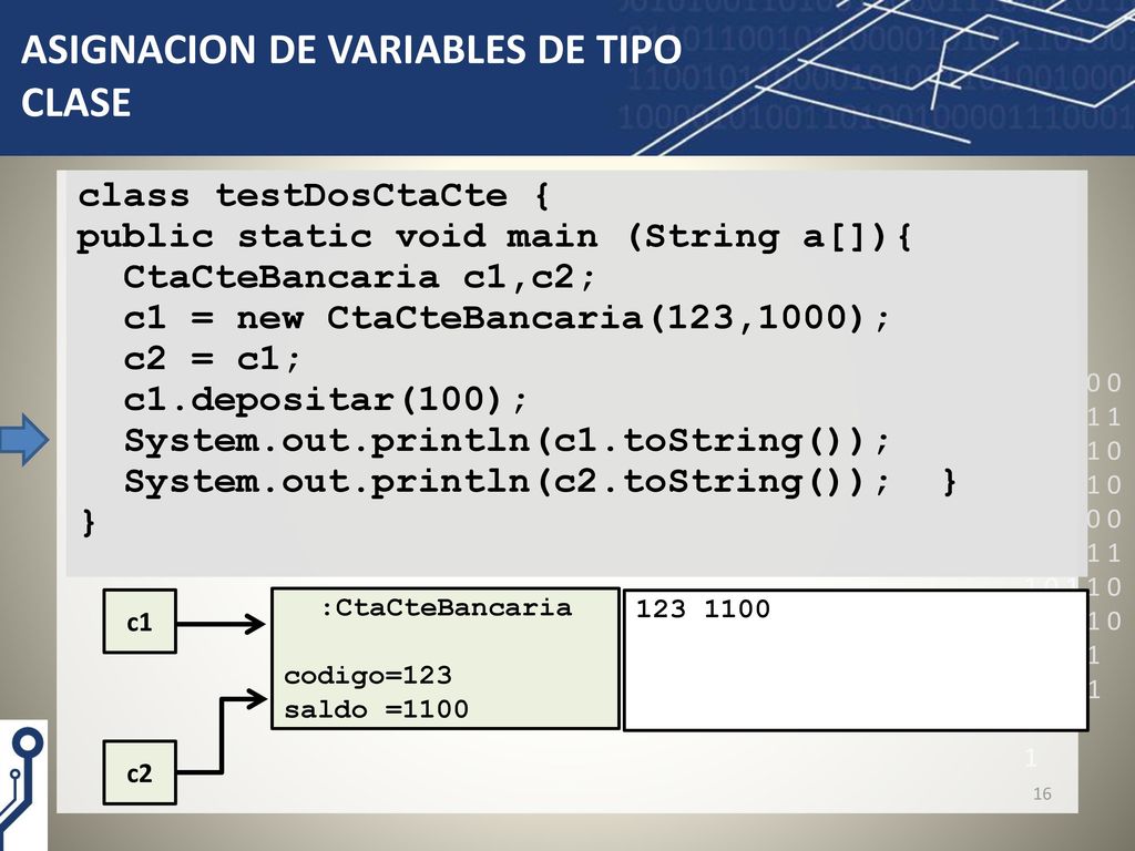 ASIGNACION DE VARIABLES DE TIPO CLASE