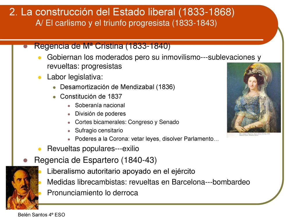 2. La construcción del Estado liberal ( ) A/ El carlismo y el triunfo progresista ( )
