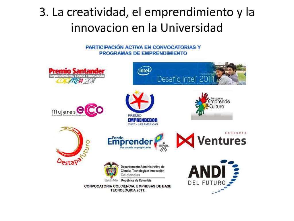 3. La creatividad, el emprendimiento y la innovacion en la Universidad