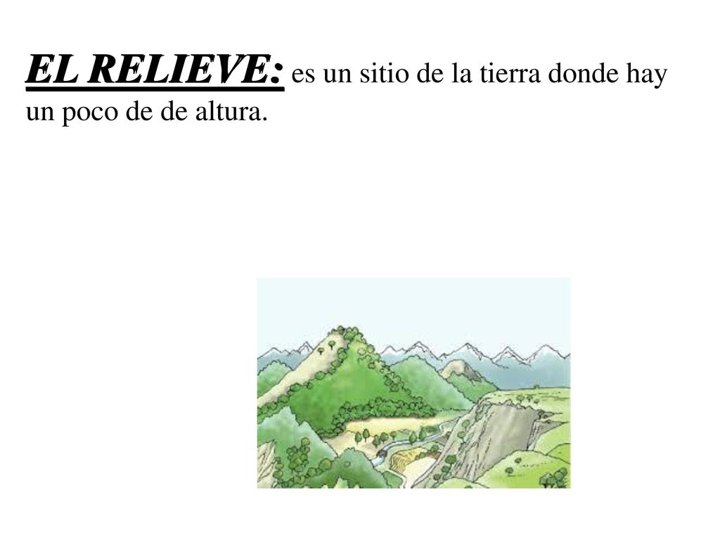 EL RELIEVE: es un sitio de la tierra donde hay un poco de de altura.