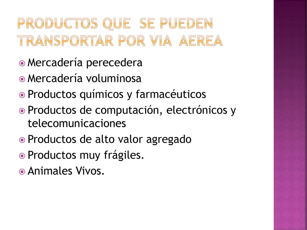 Productos que se pueden transportar por via aerea