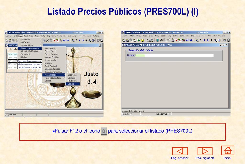 Listado Precios Públicos (PRES700L) (I)