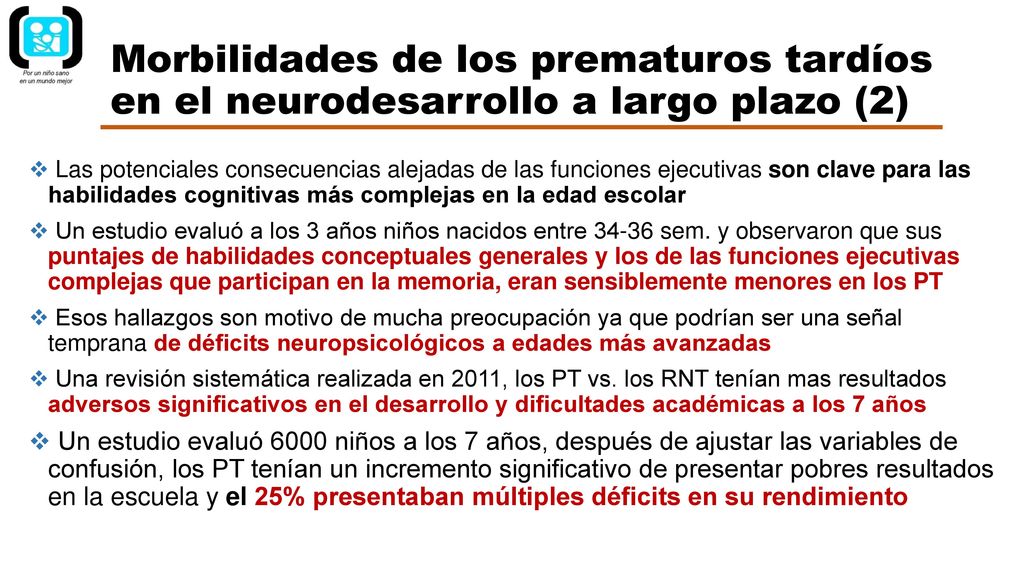 Morbilidades de los prematuros tardíos en el neurodesarrollo a largo plazo (2)