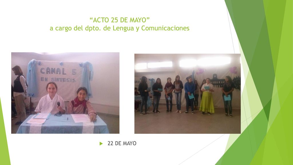 ACTO 25 DE MAYO a cargo del dpto. de Lengua y Comunicaciones