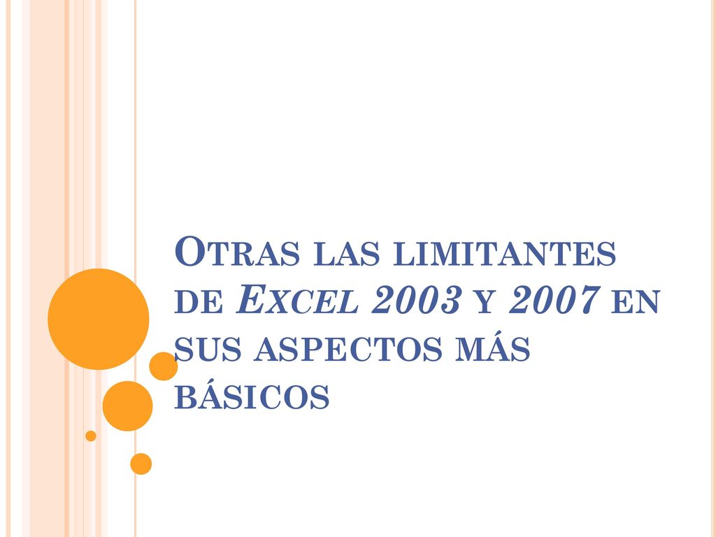 Otras las limitantes de Excel 2003 y 2007 en sus aspectos más básicos