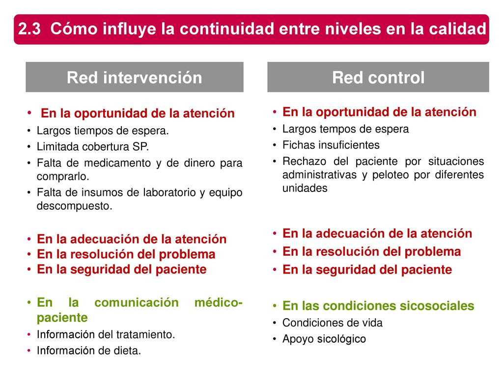 2.3 Cómo influye la continuidad entre niveles en la calidad