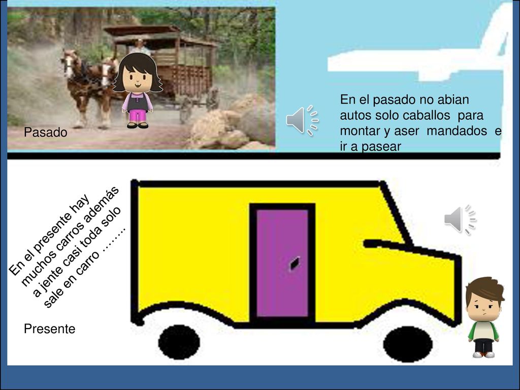 En el pasado no abian autos solo caballos para montar y aser mandados e ir a pasear