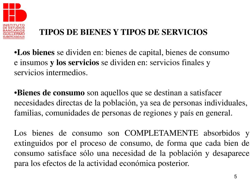 TIPOS DE BIENES Y TIPOS DE SERVICIOS
