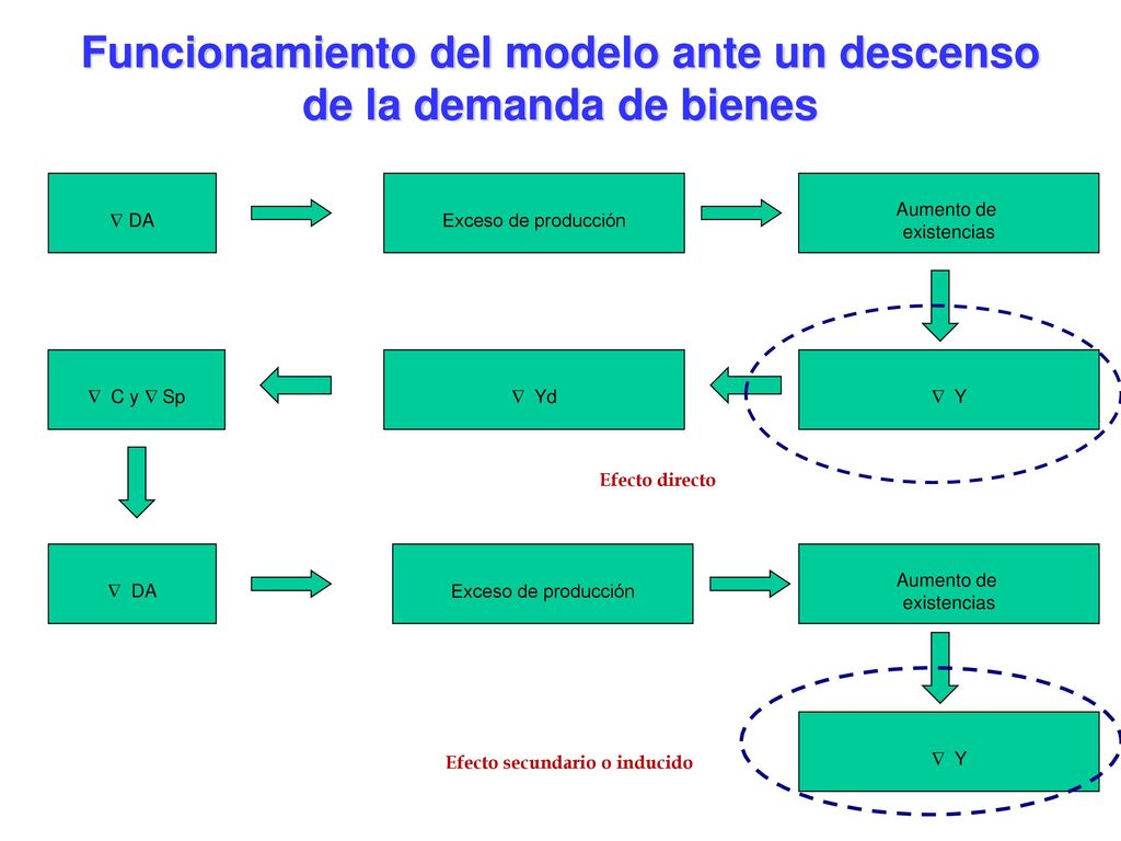 Funcionamiento del modelo ante un descenso de la demanda de bienes