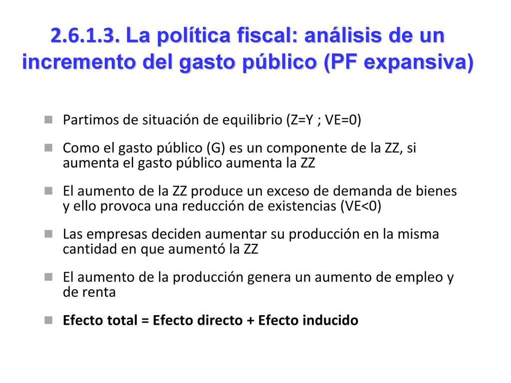 La política fiscal: análisis de un incremento del gasto público (PF expansiva)