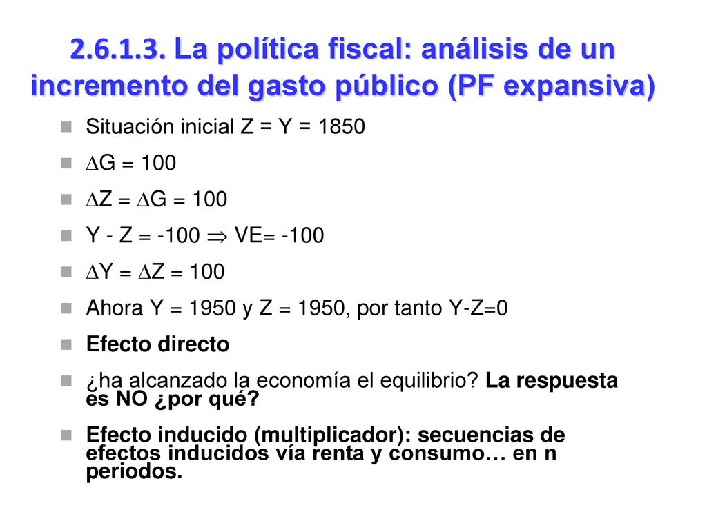 La política fiscal: análisis de un incremento del gasto público (PF expansiva)