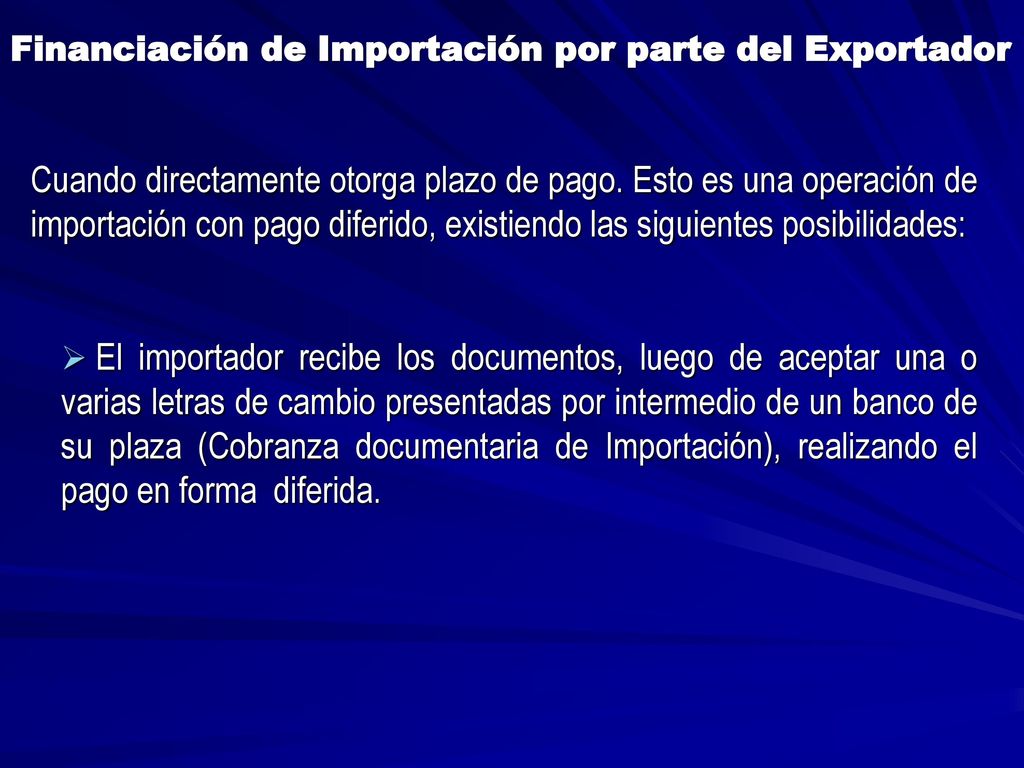 Financiación de Importación por parte del Exportador