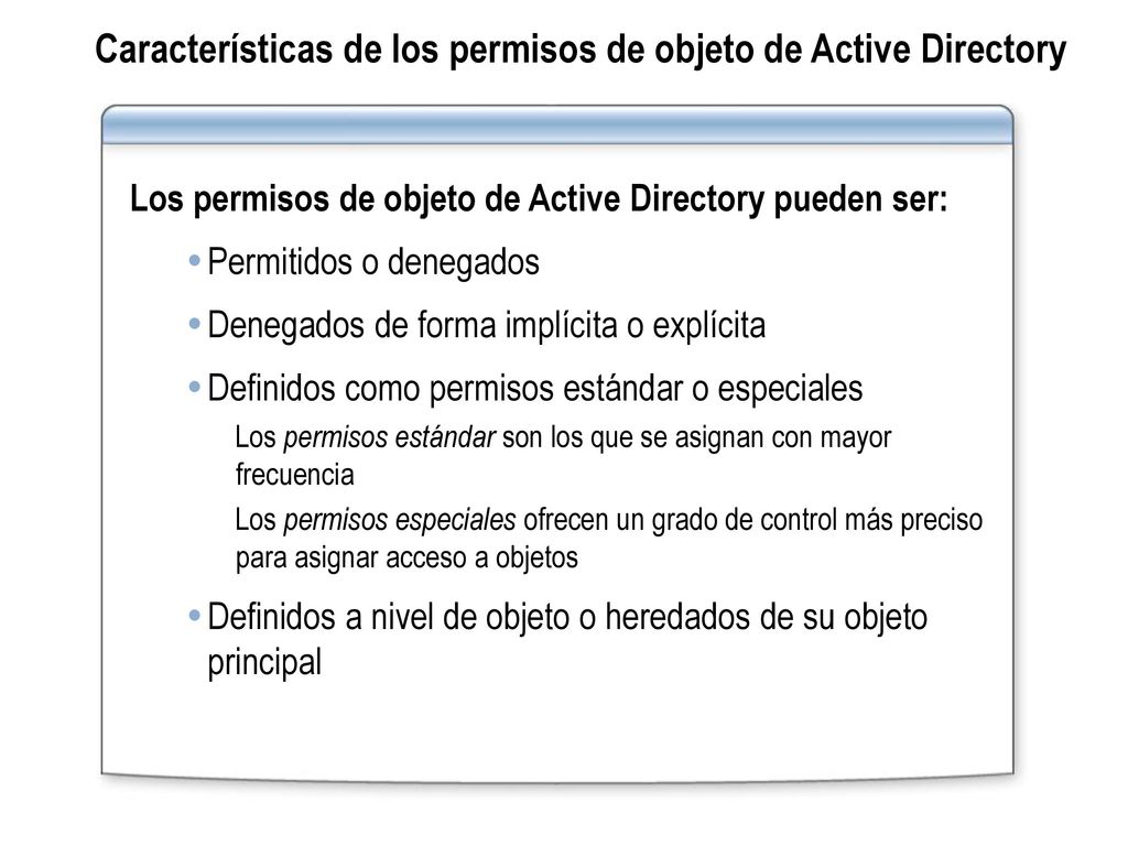 Características de los permisos de objeto de Active Directory