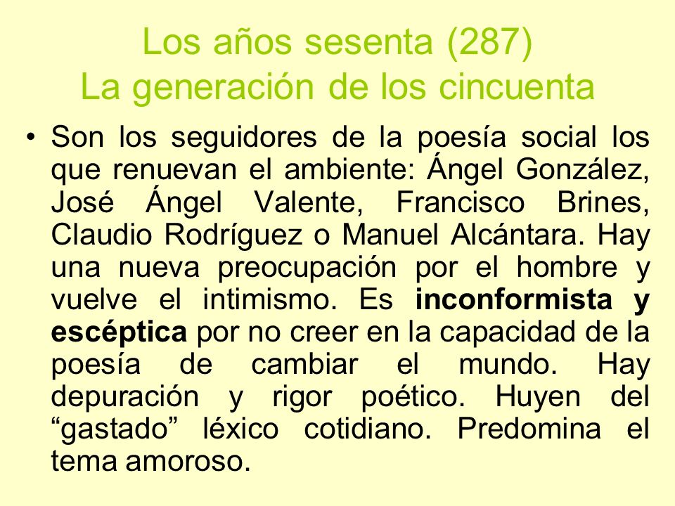 Los años sesenta (287) La generación de los cincuenta