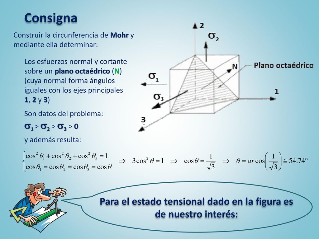 Para el estado tensional dado en la figura es de nuestro interés: