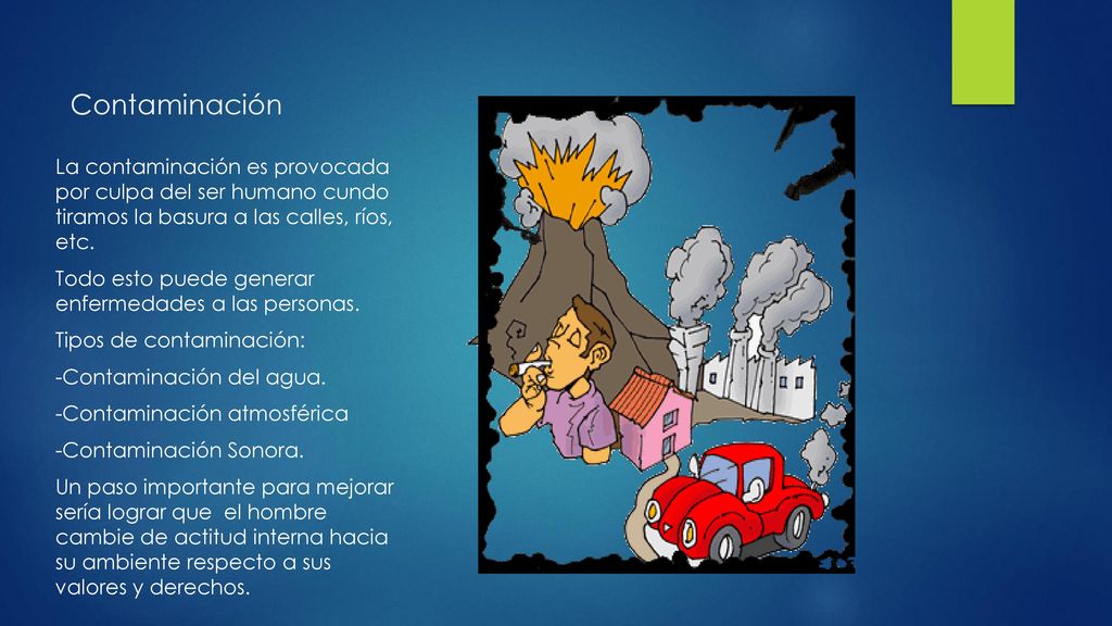 Contaminación La contaminación es provocada por culpa del ser humano cundo tiramos la basura a las calles, ríos, etc.