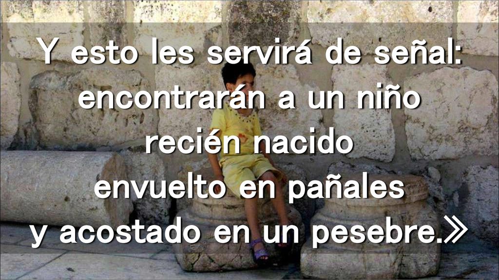 Y esto les servirá de señal: encontrarán a un niño recién nacido envuelto en pañales y acostado en un pesebre.»