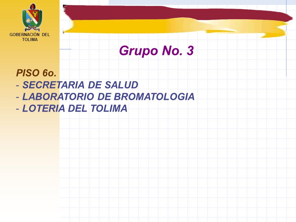 Grupo No. 3 PISO 6o. SECRETARIA DE SALUD LABORATORIO DE BROMATOLOGIA