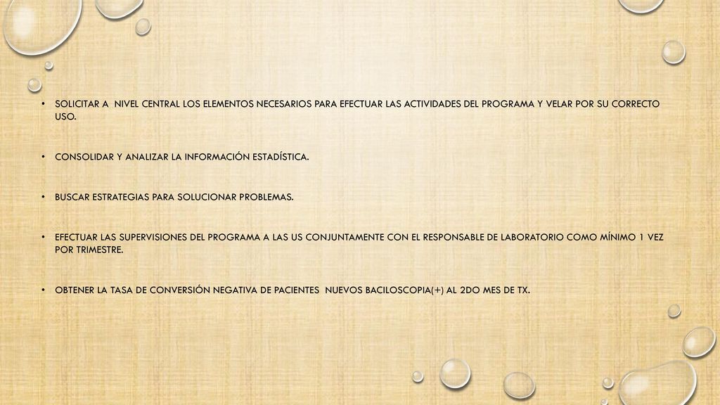 Solicitar a nivel central los elementos necesarios para efectuar las actividades del programa y velar por su correcto uso.