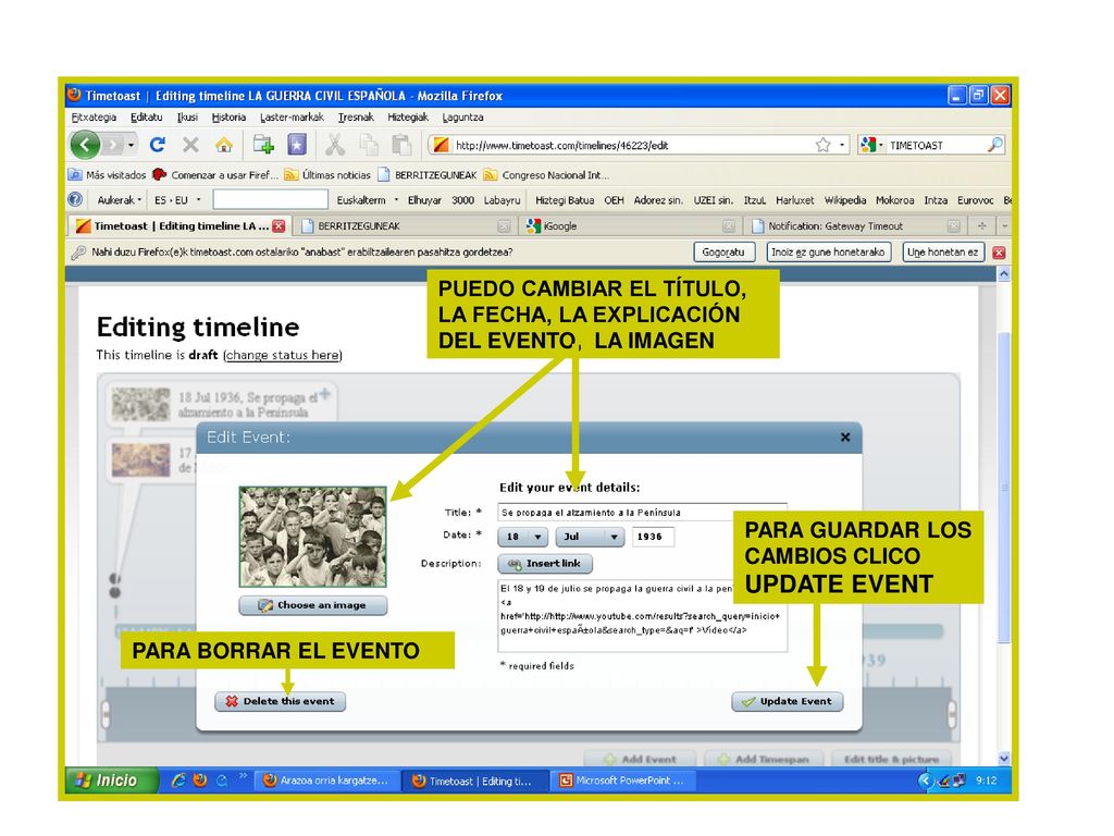 PUEDO CAMBIAR EL TÍTULO, LA FECHA, LA EXPLICACIÓN DEL EVENTO, LA IMAGEN