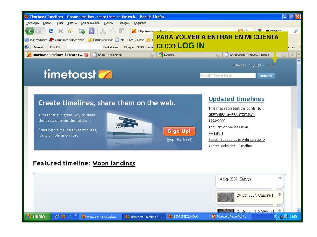 PARA VOLVER A ENTRAR EN MI CUENTA CLICO LOG IN
