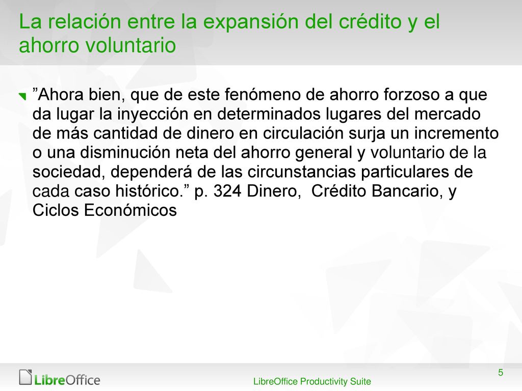 La relación entre la expansión del crédito y el ahorro voluntario